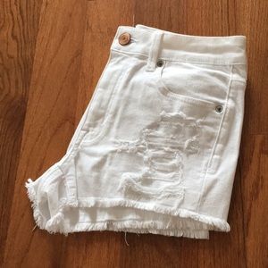 White high-waist denim AE shorts